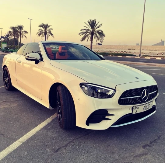 Mercedes Benz E200 Convertible 2022 WHITE RENTAL IN DUBAI - undefined